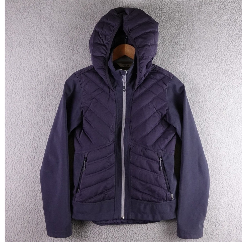 Mountain Hardwear Womens XS Grey Hybrid Down Quilted Hooded Jacket‎ Hiking